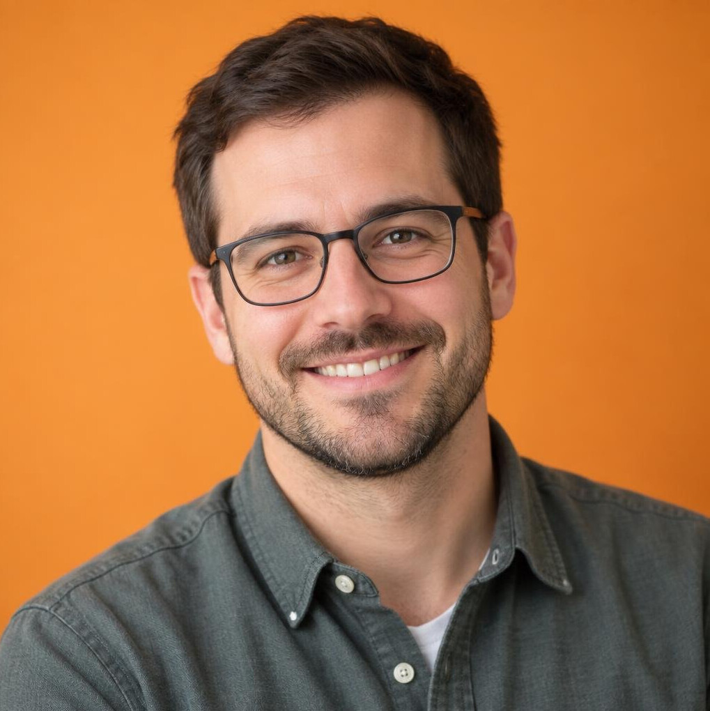 Smiling man with glasses and beard portrait