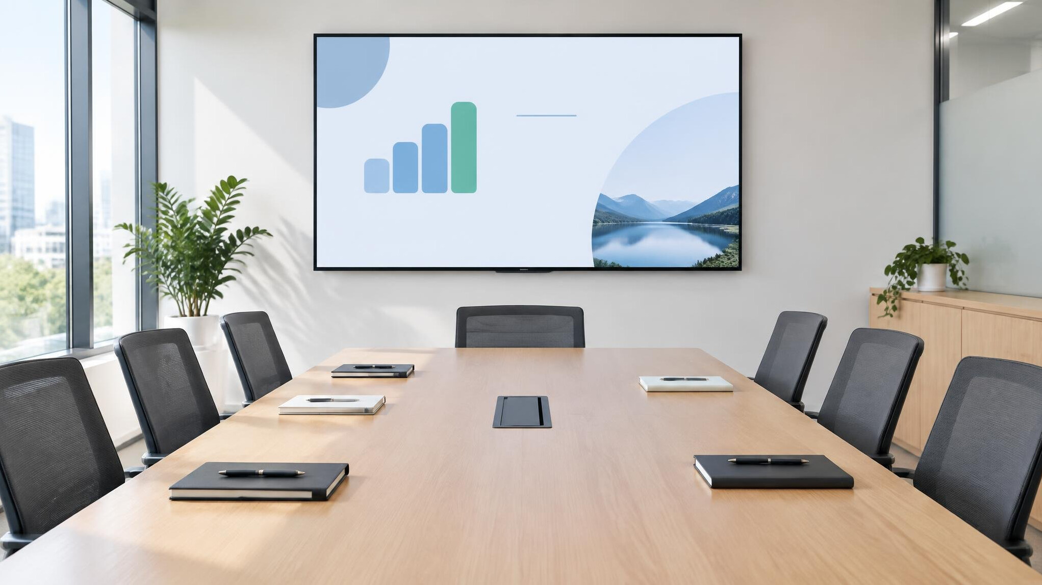 Presentation screen in a meeting room